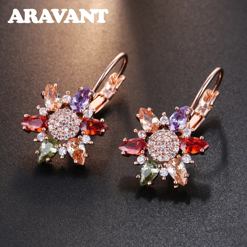 New Fashion Rose Gold Color Flower Shape Earrings Cubic Zirconia Drop Earrings For Women Party Jewelry
New Fashion Rose Gold Color Flower Shape Earrings Cubic Zirconia Drop Earrings For Women Party Jewelry
