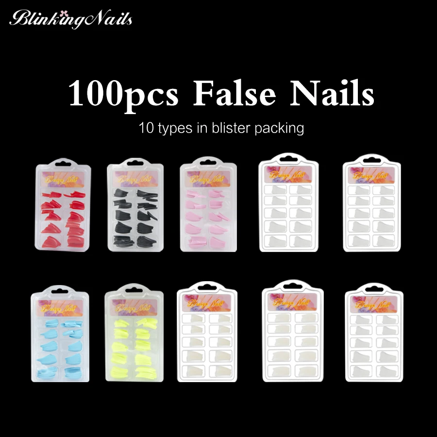 BlinkingNails накладные ногти разноцветные типсы для френч маникюра на короткие