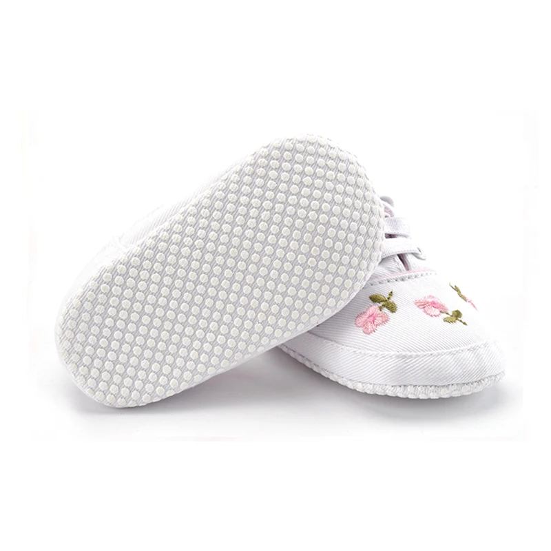 Newborn Baby Girl Shoes Crib Casual Canvas Leather Floral Embroidered Toddler Soft Infant First Walkers | Мать и ребенок