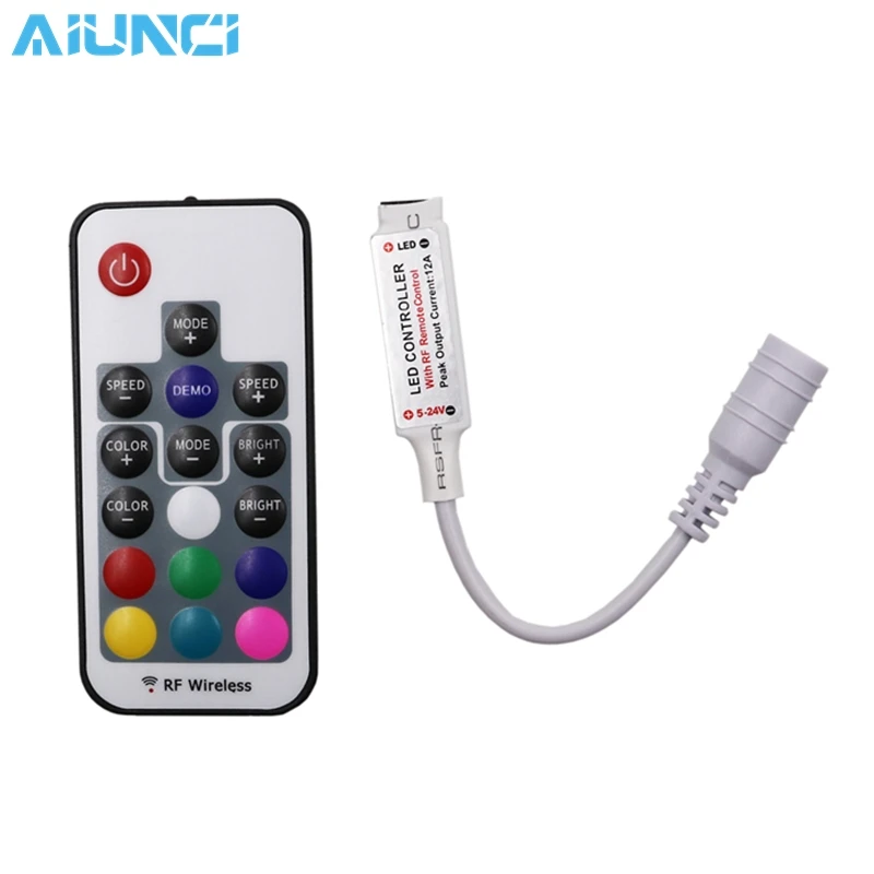 DC12V LED RGB Controller 17key RF Wireless Remote Controller For RGB LED Strip Light.
DC12V LED RGB Controller 17key RF Wireless Remote Controller For RGB LED Strip Light.