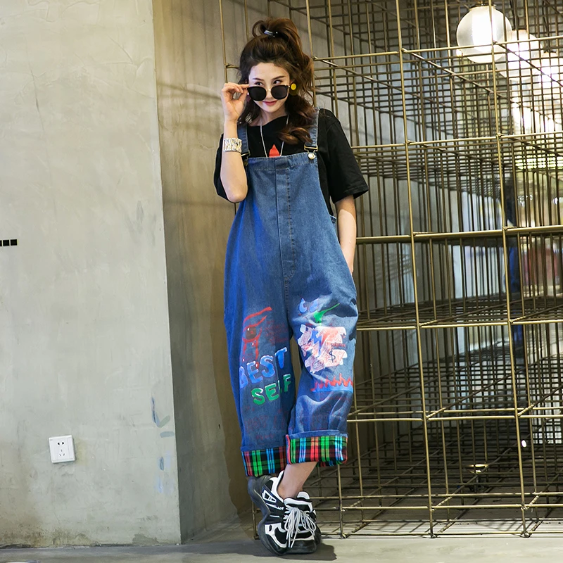 Women Cargo Harem pants Loose Casual Wide Leg Denim Overalls Women Personality graffiti Denim Jumpsuits Pants Jumpsuit Rompers
Women Cargo Harem pants Loose Casual Wide Leg Denim Overalls Women Personality graffiti Denim Jumpsuits Pants Jumpsuit Rompers