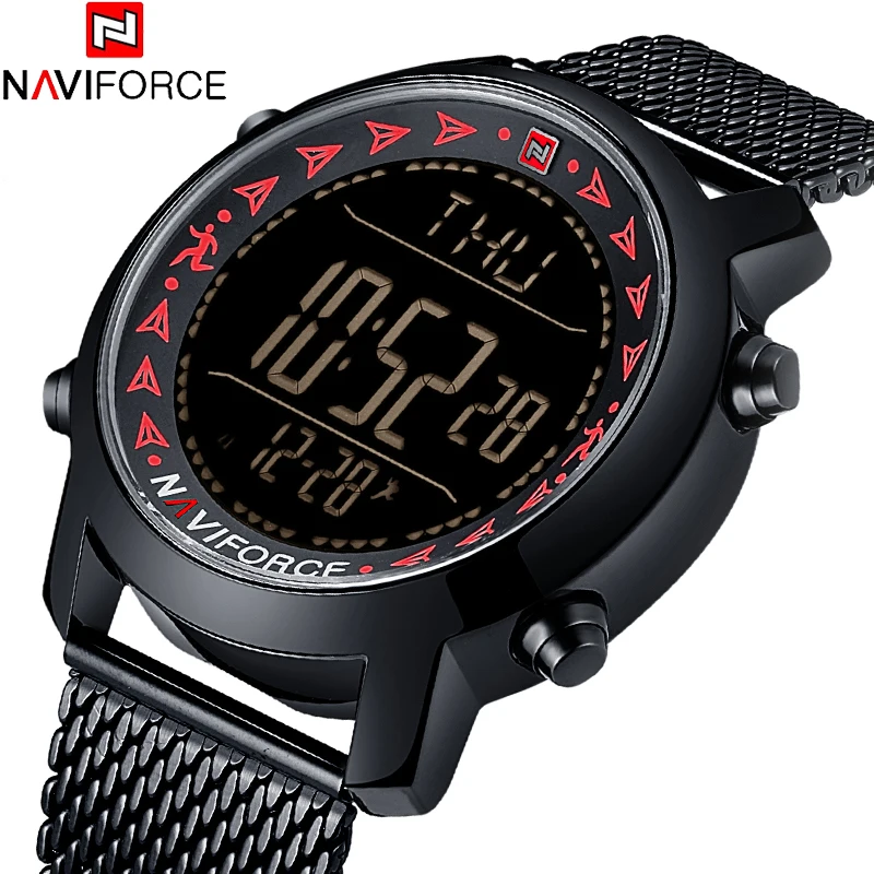 Новые Брендовые мужские часы NAVIFORCE 2018 модные спортивные повседневные Цифровые