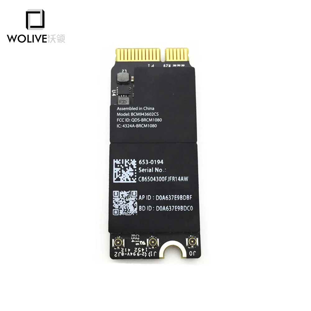 Wolive, новинка, Wi-Fi, Bluetooth 4,0 карта BCM943602CS 653-0194 для Macbook Pro A1425 A1502 A1398, превышение BCM4360
Wolive, новинка, Wi-Fi, Bluetooth 4,0 карта BCM943602CS 653-0194 для Macbook Pro A1425 A1502 A1398, превышение BCM4360