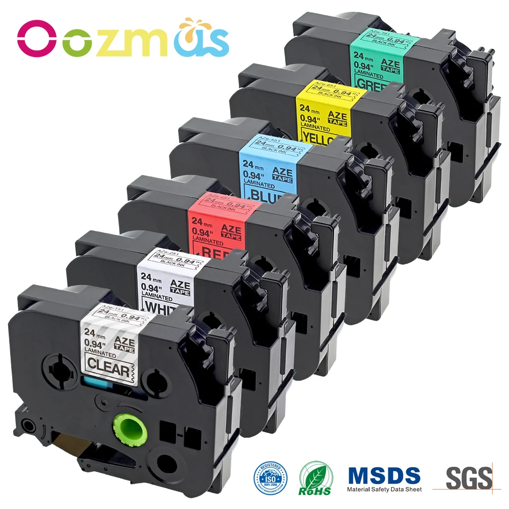 Oozmas 6 шт. лента tz 24 мм совместимая с Brother P touch ленты для этикеток TZe TZ151 TZ251 TZ451 TZ551 TZ651