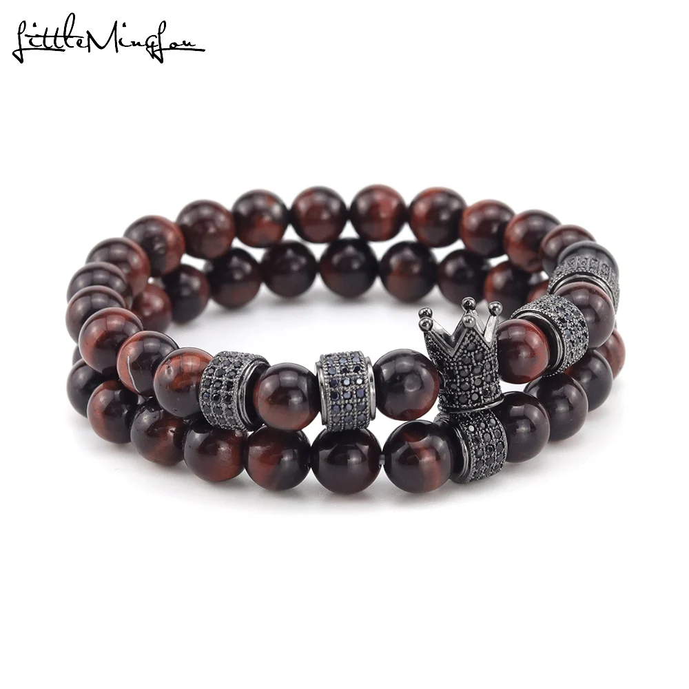 Luxury crown Bracelet Pave CZ cylinder crown charms red Tiger eye stone beads men Bracelet bangles for men jewelry Best Gift
Luxury crown Bracelet Pave CZ cylinder crown charms red Tiger eye stone beads men Bracelet bangles for men jewelry Best Gift