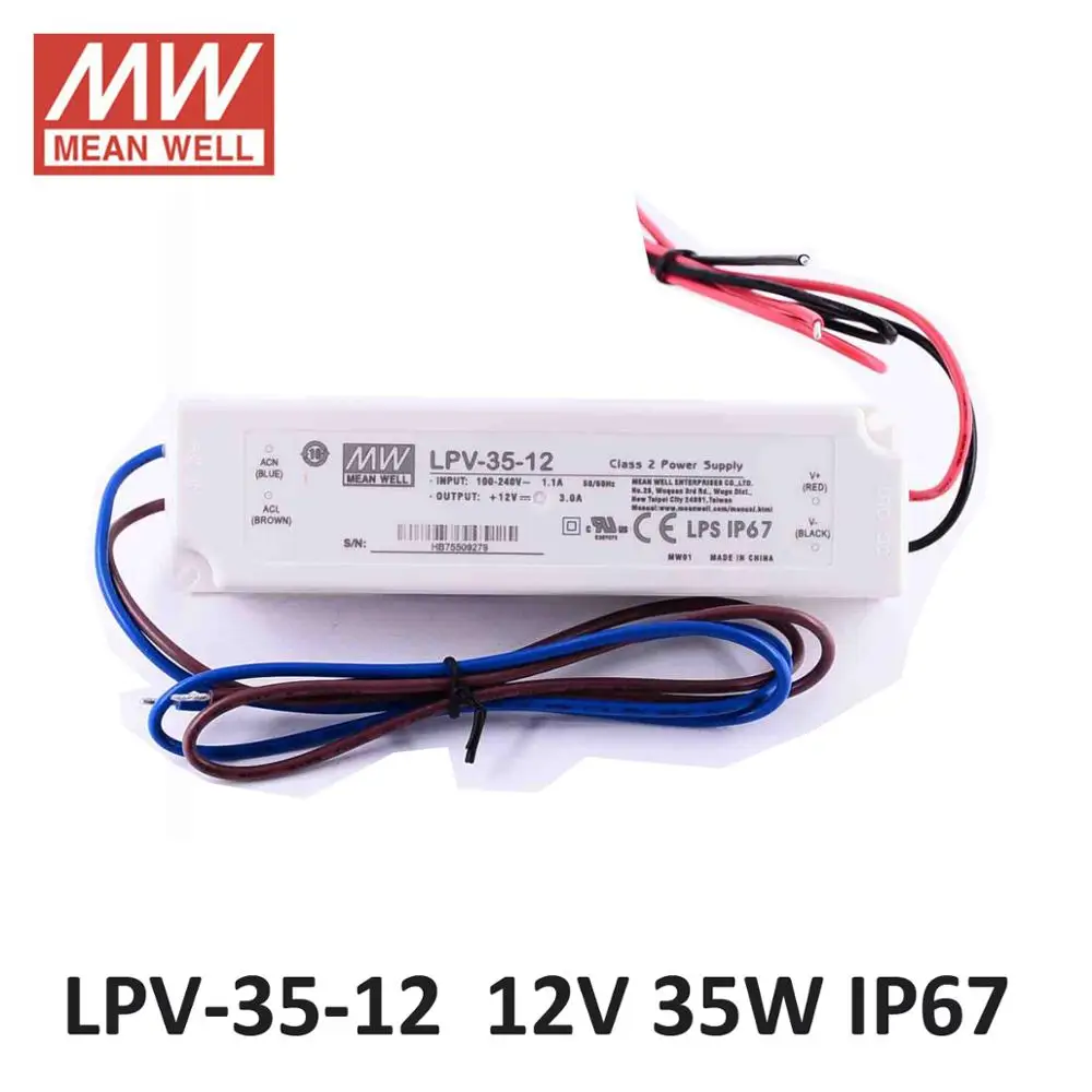 Оригинальный Средний хорошо LPV 35W Светодиодный источник питания IP67 5 в 12 В 15