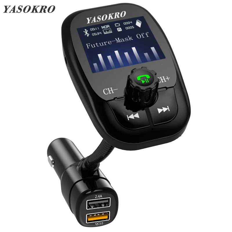 Беспроводной автомобильный комплект YASOKRO с Bluetooth A2DP AUX аудио mp3 плеер fm передатчик