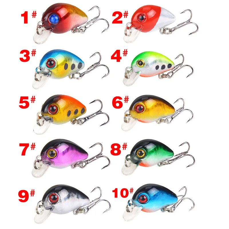 10pcs/lot Fishing Lure set 3cm 1.6g Mini Crankbait swimbait Crank Lures Minnow Bionic Crazy Wobblers Artificial Hard Bait
10pcs/lot Fishing Lure set 3cm 1.6g Mini Crankbait swimbait Crank Lures Minnow Bionic Crazy Wobblers Artificial Hard Bait