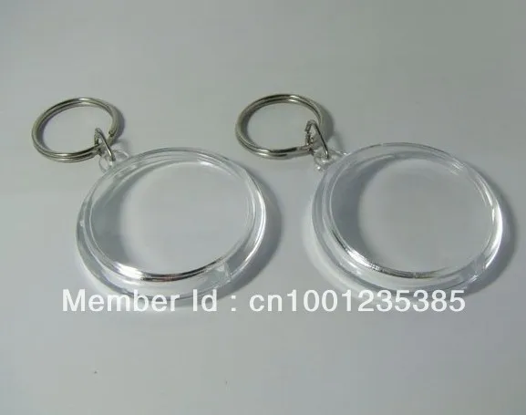 

Free shipping 100pcs Blank Acrylic Round Circle Keychains Insert Photo Keyrings 1.8''/4.6cm