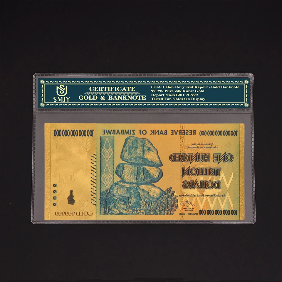Zimbabwe Currency Paper 100 trillion Dollars Gold Banknotes Copy Original Money Collection And Business Gift
Zimbabwe Currency Paper 100 trillion Dollars Gold Banknotes Copy Original Money Collection And Business Gift