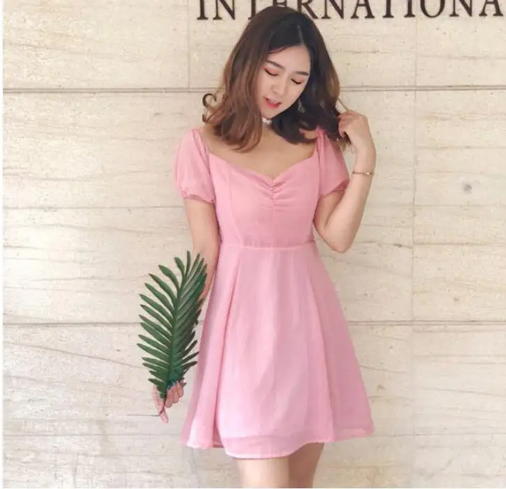 New Arrival Summer Dress For Women Pink Mujer Vestido Short Sleeve Vintage Chiffon Female Dress
New Arrival Summer Dress For Women Pink Mujer Vestido Short Sleeve Vintage Chiffon Female Dress