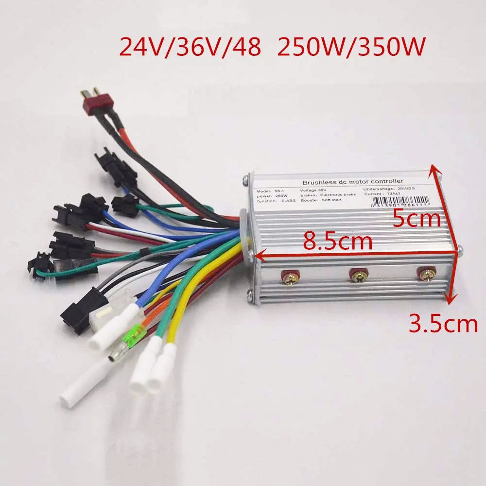 

250W/350W 24V 36V 48V ebike brushless controller,electric bike scooter bldc Controller with electric brake Sensor/sensorless