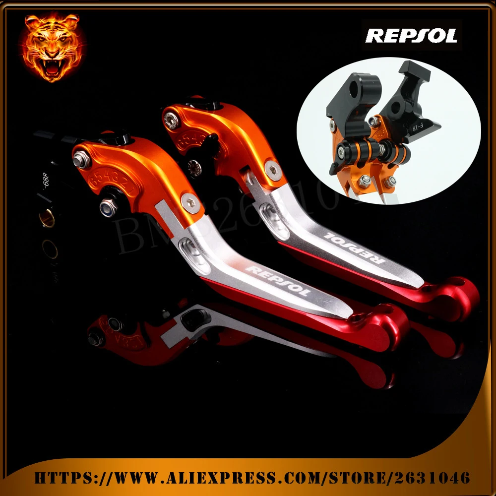 CNC SILVER Motorcycle Adjustable Folding Extendable Brake Clutch Levers REPSOL For HONDA CB919 2002-2007 CBR900RR 1993-1999 | Автомобили и