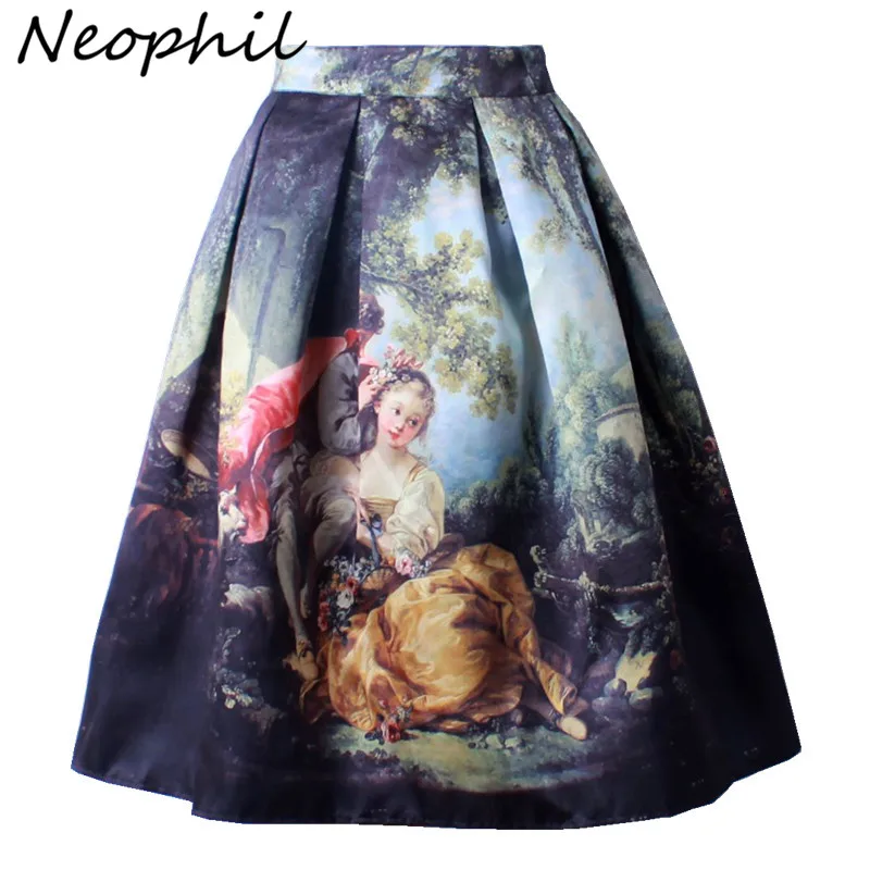 Neophil Retro Gothic 50s Princess Royal Vintage Fantasy Oil Painting Print High Waist Midi Pleated Skirts Women Saias S1607022
Neophil Retro Gothic 50s Princess Royal Vintage Fantasy Oil Painting Print High Waist Midi Pleated Skirts Women Saias S1607022