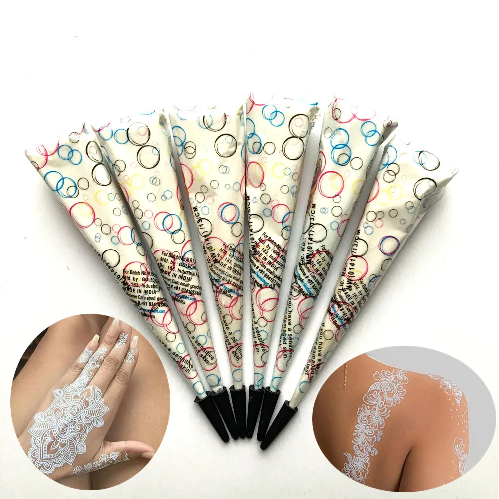 6PC/LOT Waterproof White Henna Tattoo Paste Mehndi Indian Henna Tattoo Cream Cones Women Diy Body Art Painting For Stencil
6PC/LOT Waterproof White Henna Tattoo Paste Mehndi Indian Henna Tattoo Cream Cones Women Diy Body Art Painting For Stencil