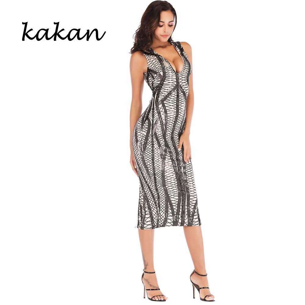 Kakan 2019 summer new women's sequin dress sexy deep V-neck stretch sleeveless dress club party gold black dress
Kakan 2019 summer new women's sequin dress sexy deep V-neck stretch sleeveless dress club party gold black dress