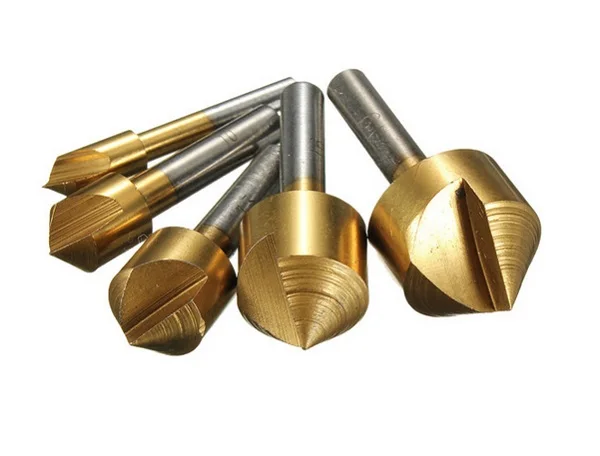New 5pcs Titanium Coated Countersinks Single Blade 90 Degree Chamfering Cutter Chamfer Drill 6mm 10mm 13mm 16mm 19mm
New 5pcs Titanium Coated Countersinks Single Blade 90 Degree Chamfering Cutter Chamfer Drill 6mm 10mm 13mm 16mm 19mm
