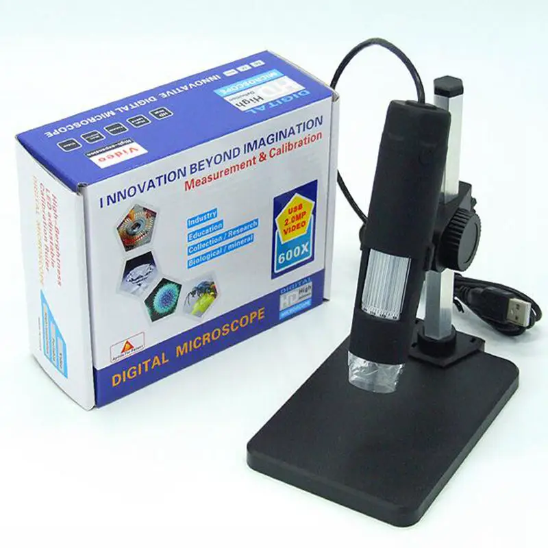 Цифровой USB микроскоп 2 МП 600X Портативный с держателем HD эндоскоп электронная
