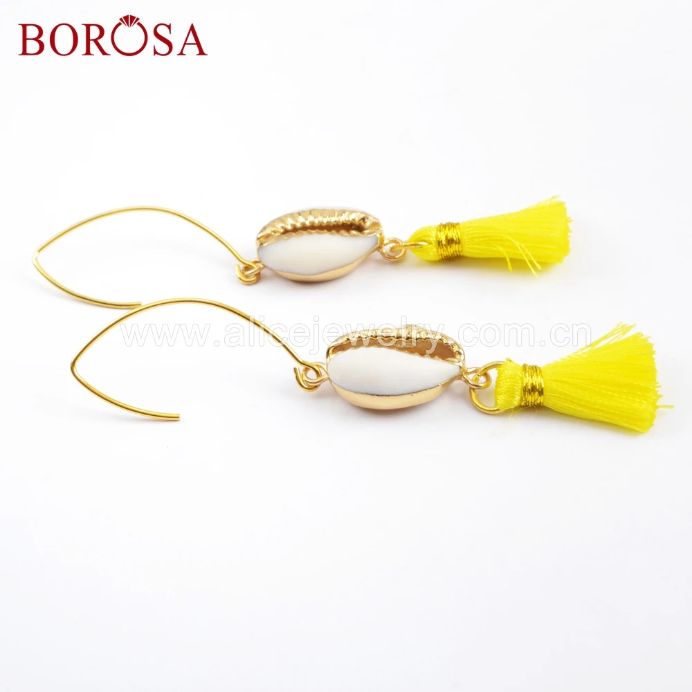 BOROSA Wholesale 5PCS Pure Handmade Narural Cowrie Shell With Yellow Tassel Dangle Earrings For Women HD0004
BOROSA Wholesale 5PCS Pure Handmade Narural Cowrie Shell With Yellow Tassel Dangle Earrings For Women HD0004
