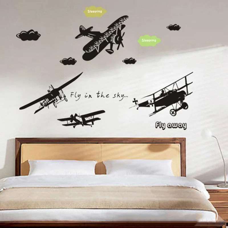 Kids bedroom black airplane wall sticker removable cute wall decal for children room home decor wall poster
Kids bedroom black airplane wall sticker removable cute wall decal for children room home decor wall poster