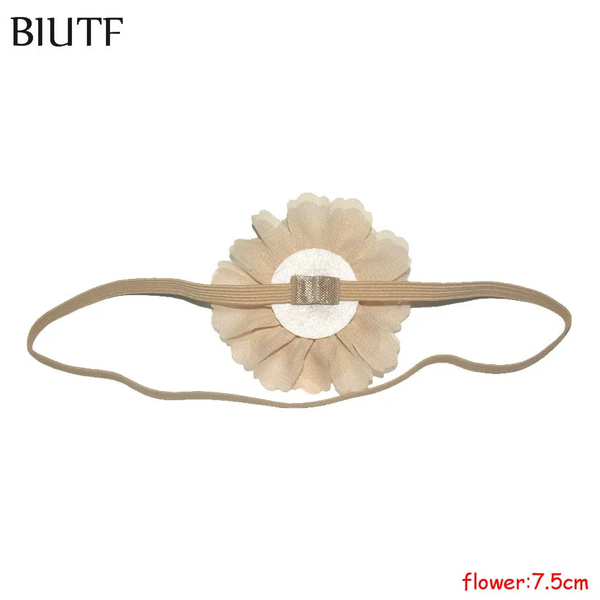 20pcs/lot Skinny Elastic Headband Girl Simple Style 7.5cm Chiffon Flower Hairband DIY Boutique 12 Color for Choose HB030 | Аксессуары