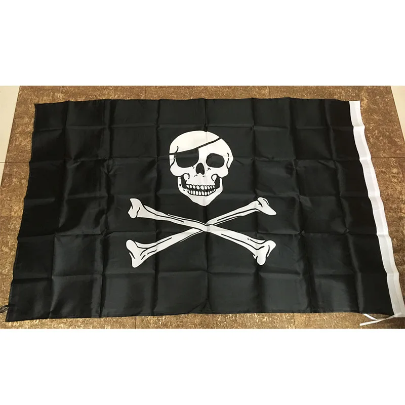 Large Skull Crossbones Pirate Flag Jolly Roger Polyester 5*3 FT 150*90 CM (Leave massage if you want add eyelets) | Дом и сад