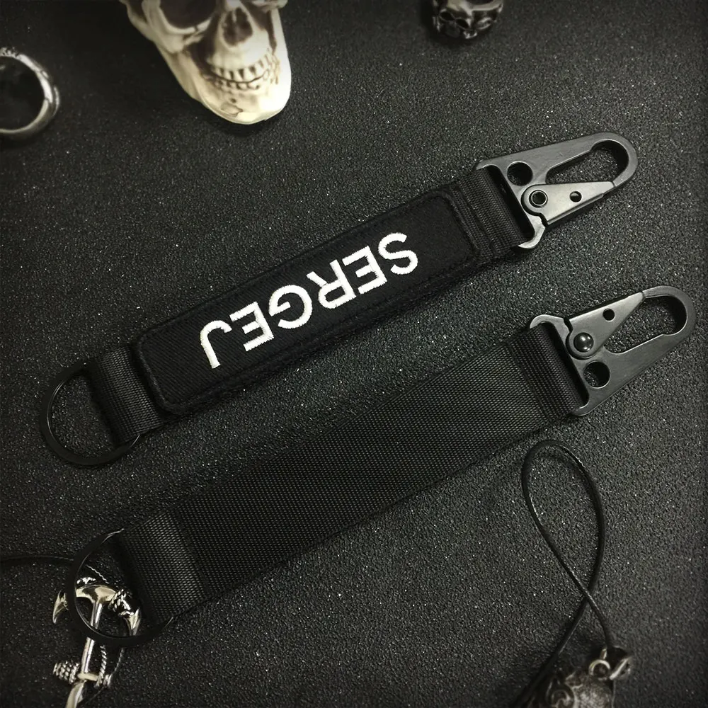 Keychain Coustom text motorcycle embroidery tag key ring holder for Molle Bags Webbing Attachment
Keychain Coustom text motorcycle embroidery tag key ring holder for Molle Bags Webbing Attachment