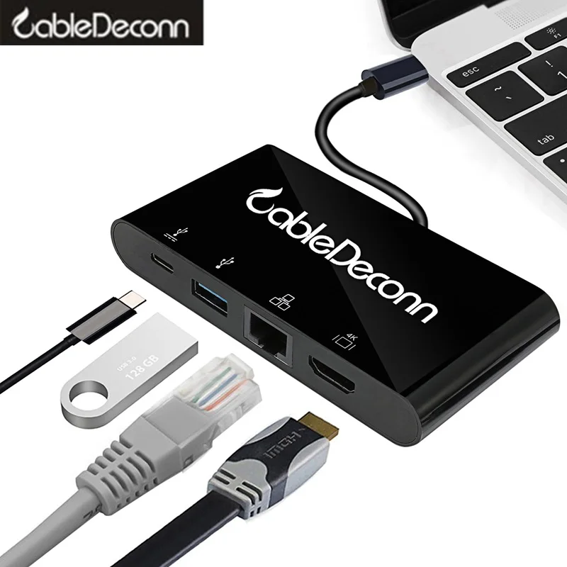 Usb c hdmi ethernet rj45 концентратор thunderbolt 3 usb type многопортовый адаптер usb3.0 зарядный