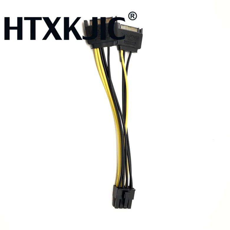 Горячая продажа 5 шт. двойной 15 pin SATA папа к PCIe 8Pin (6 + 2) видео карта кабель питания
