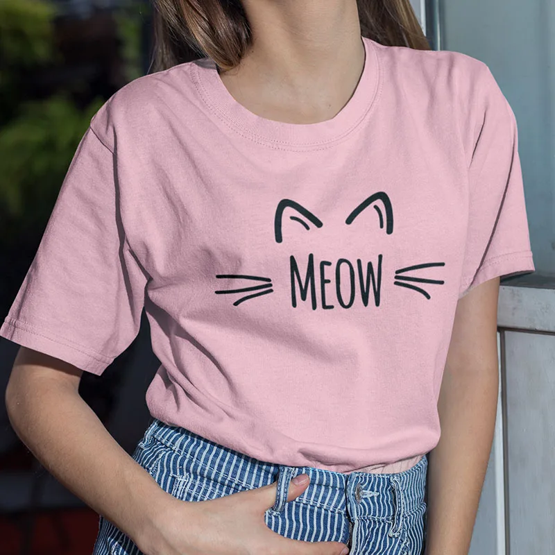 Meow T Shirt Cat Cute Face Print Women Tee 100% Cotton High Quality Girls Kawaii Animal Cats T-shirt
Meow T Shirt Cat Cute Face Print Women Tee 100% Cotton High Quality Girls Kawaii Animal Cats T-shirt