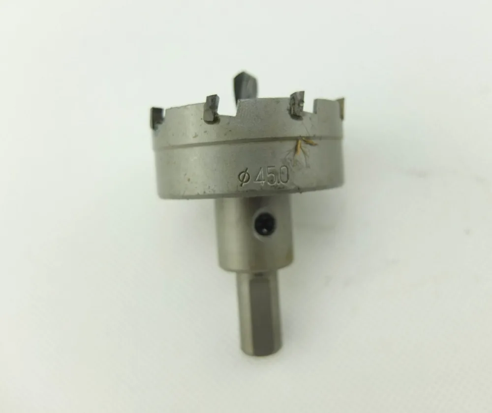 45MM Tungsten Carbide tipped Stainless Steel Sheet Cutter Core Drill Bit (10MM shank)