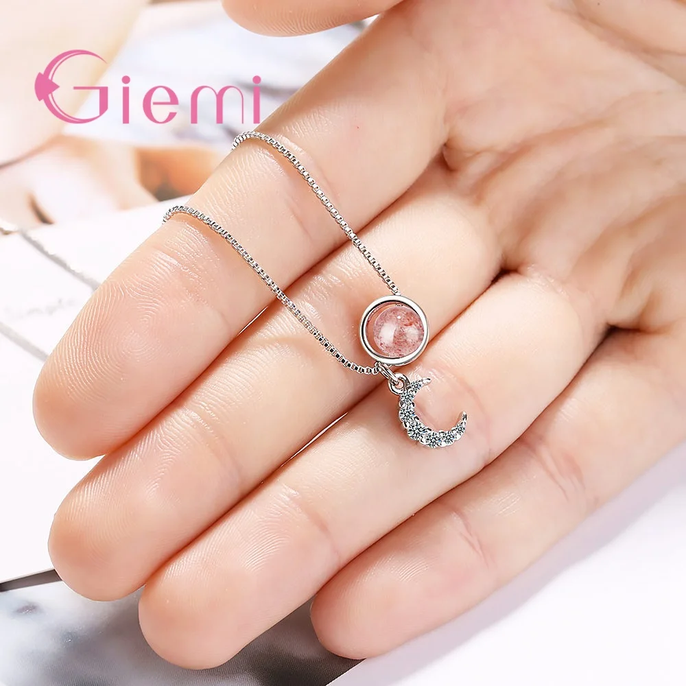 Fancy Pink Strawberry Crystal Female Necklace Stunning Elegant Trendy Pendants Chain Women 925 Sterling Silver Anniversary Gift 
Fancy Pink Strawberry Crystal Female Necklace Stunning Elegant Trendy Pendants Chain Women 925 Sterling Silver Anniversary Gift