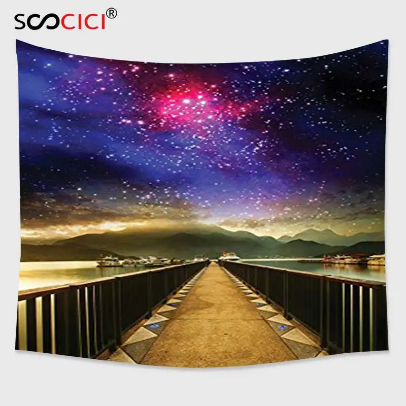 Cutom Tapestry Wall Hanging,Galaxy Universe Decor Cosmos and Wooden Bridge Panoramic View Celestial Print Galaxy Blue Magenta
Cutom Tapestry Wall Hanging,Galaxy Universe Decor Cosmos and Wooden Bridge Panoramic View Celestial Print Galaxy Blue Magenta