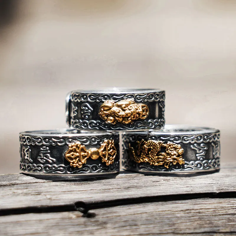 Buddihism Vajra 925 Sterling Silver open rings for men brave troops and dragon Vintage fashion jewelry mygrillz
Buddihism Vajra 925 Sterling Silver open rings for men brave troops and dragon Vintage fashion jewelry mygrillz