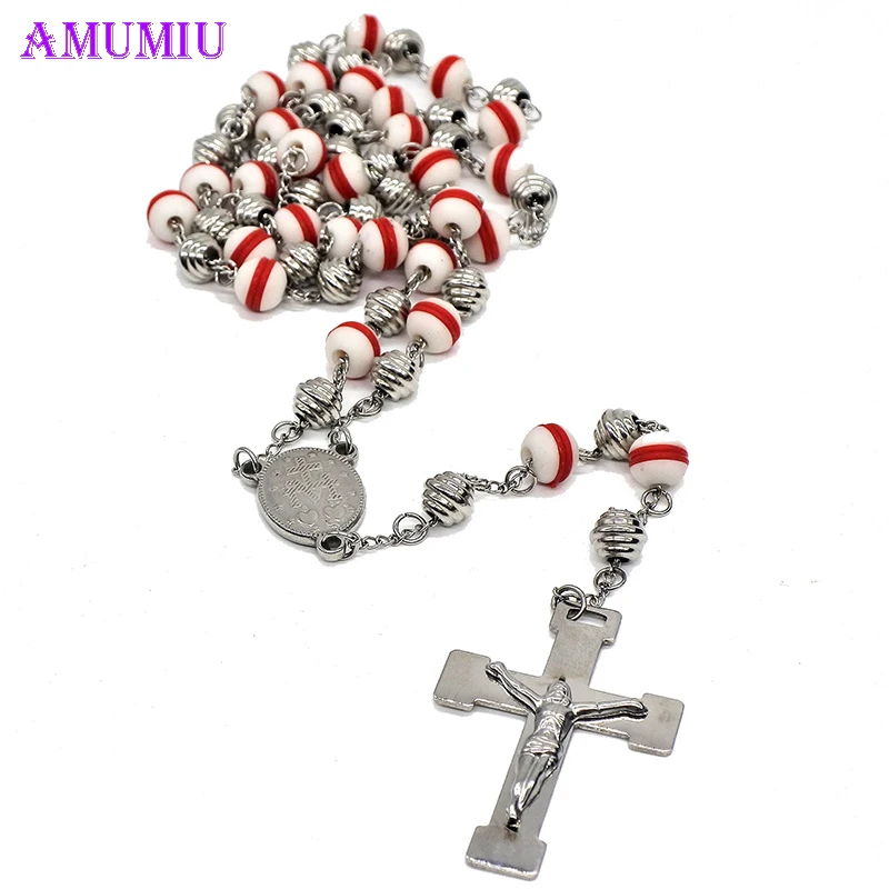 AMUMIU Gold Silver Big Heavy Red White Pearl Catholic Rosary Necklace Glass Beads Decade Rosary Pendent For Women Men N017
AMUMIU Gold Silver Big Heavy Red White Pearl Catholic Rosary Necklace Glass Beads Decade Rosary Pendent For Women Men N017