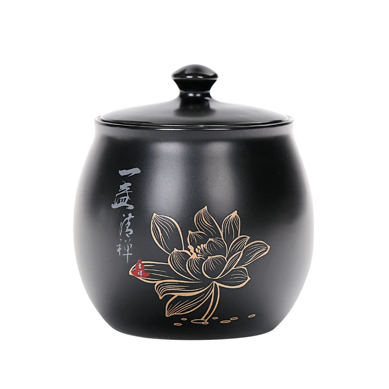 

Brief White Porcelain Zen Tea Caddy Creative Font Tea Cans Ceramic Kung Fu Tea Set Storage Coffee Canister Food Spice Sealed Jar