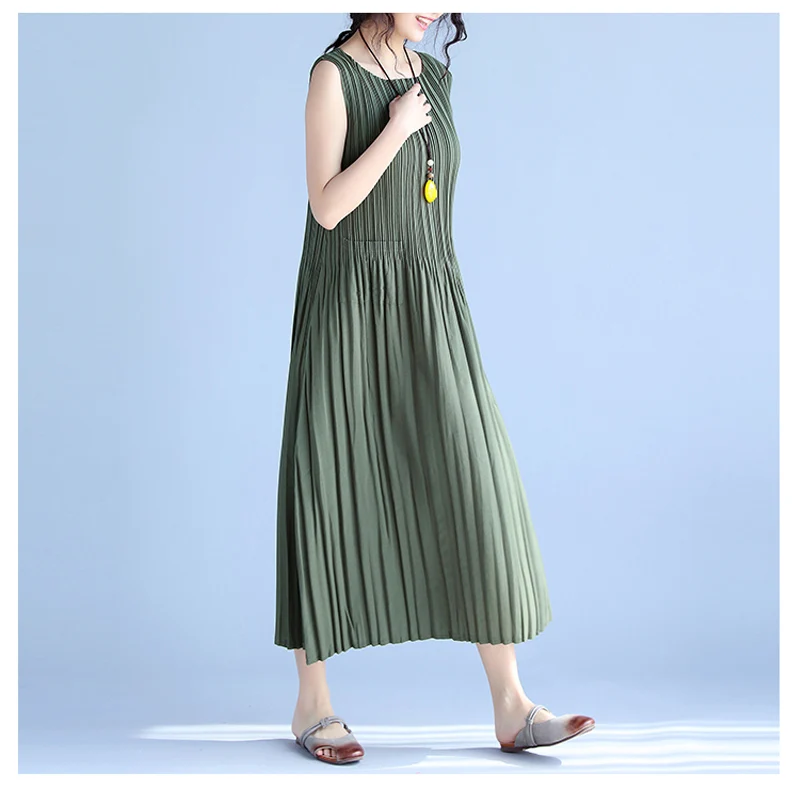 Женское шифоновое платье-жилет без рукавов свободное однотонное длинное
