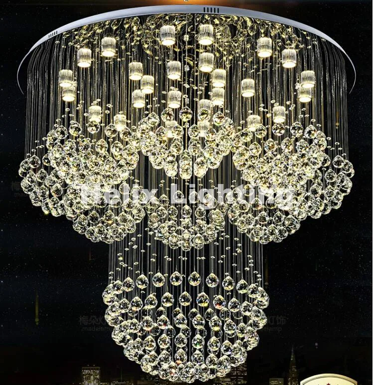 

D80cm H80cm Crystal Pendant Light Fixture K9 Crystal Lamp Flush Mounted Pendant Lighting AC Dining Lighting Hotel Lobby Pendant