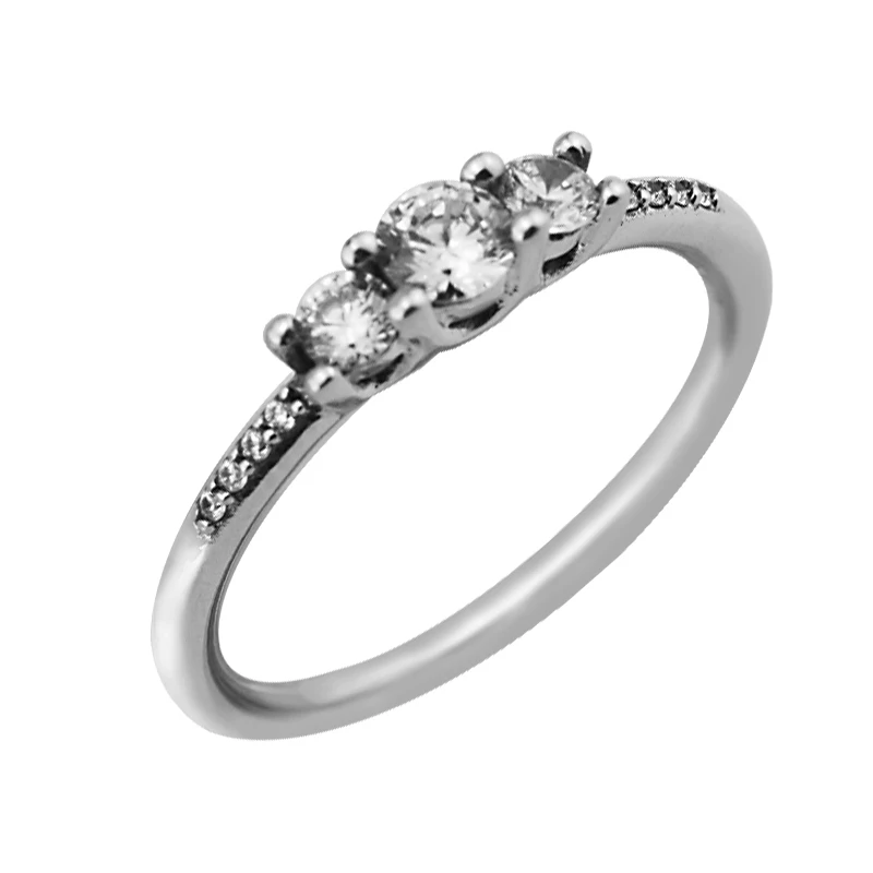 Серебряное кольцо сказочное с прозрачным фианитом для женщин Anel Feminino 100% 925