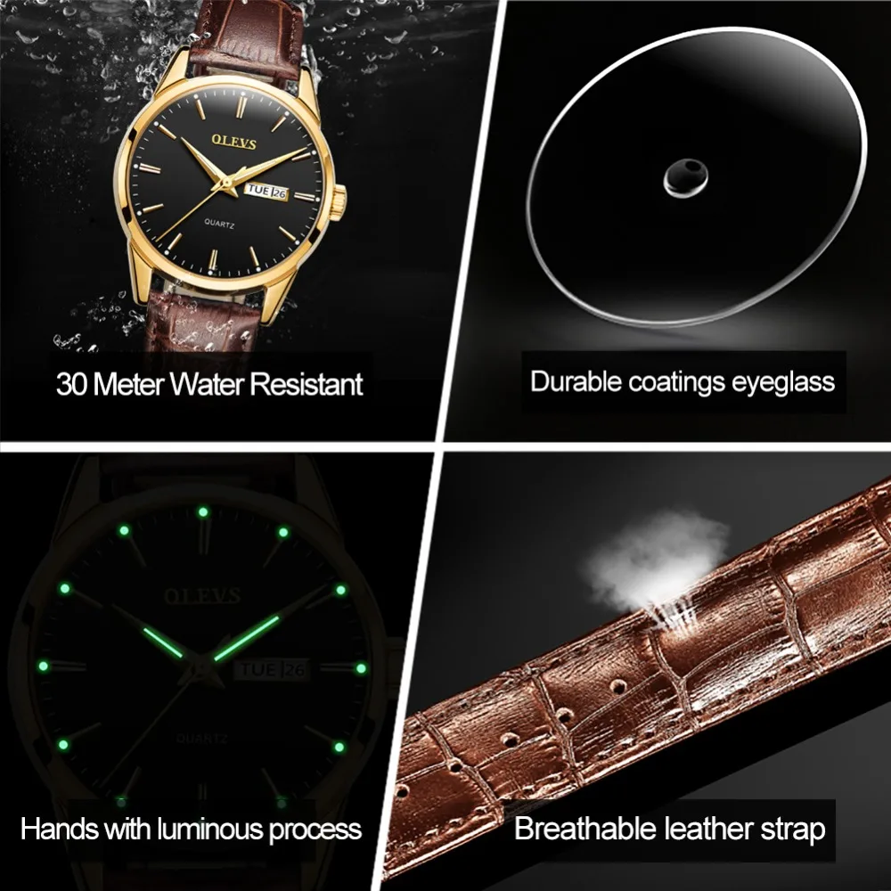 OLEVS Men Watches Luxury Brand Quartz Leather Blue Gold Wrist Watches Waterproof High Quality Quartz Watch Relogio masculino
OLEVS Men Watches Luxury Brand Quartz Leather Blue Gold Wrist Watches Waterproof High Quality Quartz Watch Relogio masculino