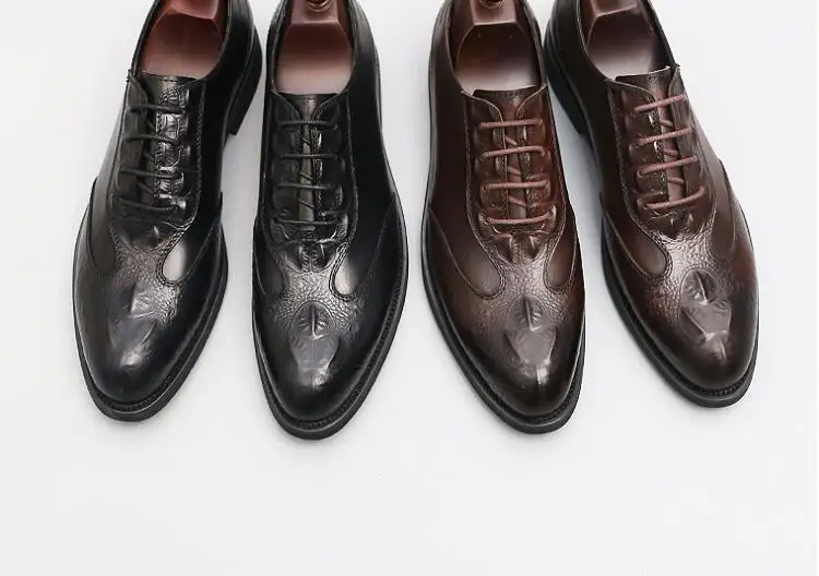 Pointed toes dress shoes men lace-up genuine leather Alligator Pattern smart casual shoes embossing new low heel male brogue
Pointed toes dress shoes men lace-up genuine leather Alligator Pattern smart casual shoes embossing new low heel male brogue