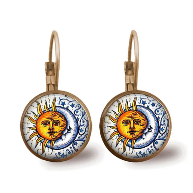 Винтажные серьги с кристаллами Sun Moon Time модные простые женские ручной работы