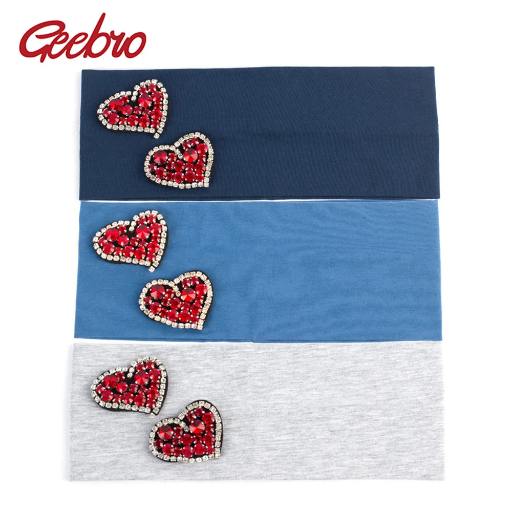 Geebro Women's Plain Stretch Headbands Fashion Double Red Heart Rhinestones Elastic Flat Headband For Girls Hair Band Turban
Geebro Women's Plain Stretch Headbands Fashion Double Red Heart Rhinestones Elastic Flat Headband For Girls Hair Band Turban