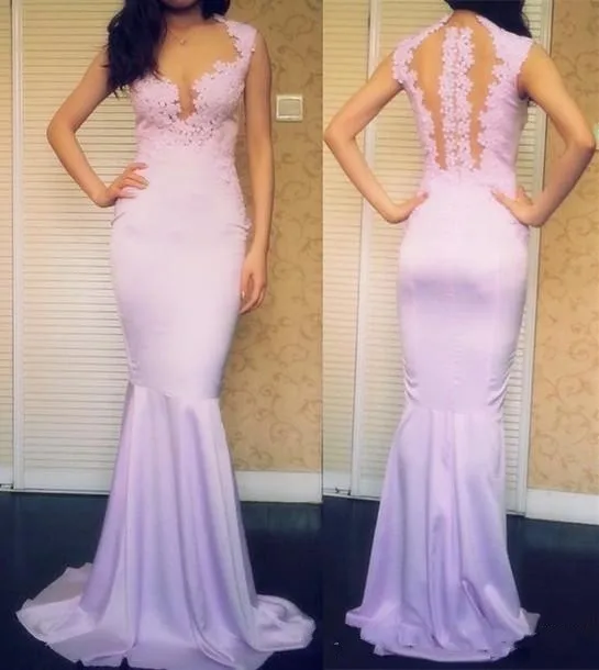 Best Selling 2017 Lavender Sheer Backless Prom Dresses Mermaid Lace Appliqued Scoop Satin Evening GownsSS27
Best Selling 2017 Lavender Sheer Backless Prom Dresses Mermaid Lace Appliqued Scoop Satin Evening GownsSS27