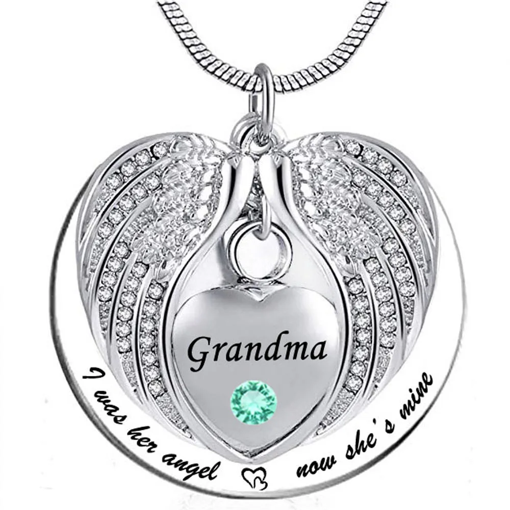 Angel Wing Memorial Keepsake Ashes Urn Pendant Birthstone crystal Necklace,I Was His/Her Angel Now He's/She's Mine -for Grandma
Angel Wing Memorial Keepsake Ashes Urn Pendant Birthstone crystal Necklace,I Was His/Her Angel Now He's/She's Mine -for Grandma