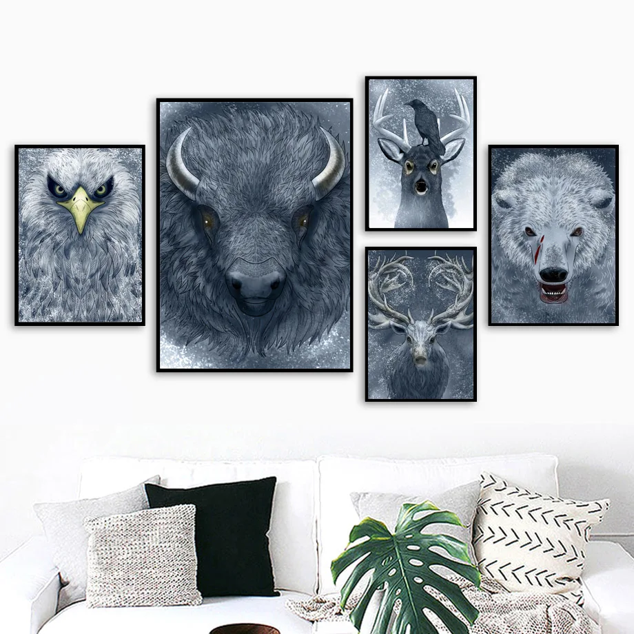 Bear Deer Wolf Eagle Wall Art Canvas Painting Nordic Poster And Print Animal Wall Pictures For Living Room Scandinavian Decor
Bear Deer Wolf Eagle Wall Art Canvas Painting Nordic Poster And Print Animal Wall Pictures For Living Room Scandinavian Decor