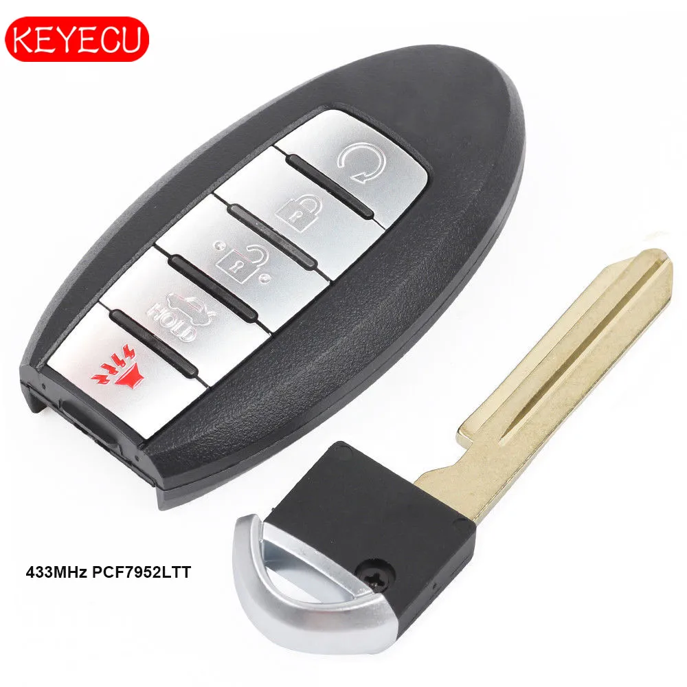 Запасная деталь Keyecu 4 + 1 Кнопка 433 МГц PCF7952LTT для Nissan патруль 2010-2012
Запасная деталь Keyecu 4 + 1 Кнопка 433 МГц PCF7952LTT для Nissan патруль 2010-2012