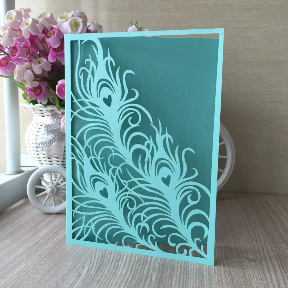 50pcs Laser Cut Delicate Feather Pattern Glossy paper Wedding Party Invitation Card Pretty Wedding Invitations Party Supplies
50pcs Laser Cut Delicate Feather Pattern Glossy paper Wedding Party Invitation Card Pretty Wedding Invitations Party Supplies