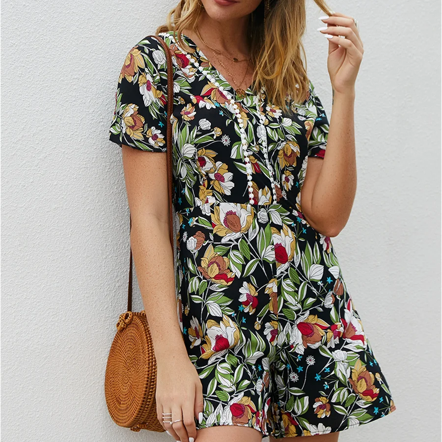 2019 Summer Women Floral Jumpsuit V-Neck Short Sleeve Beach Style Playsuit Women Casual Party Jumpsuit New Mono Mujer Verano
2019 Summer Women Floral Jumpsuit V-Neck Short Sleeve Beach Style Playsuit Women Casual Party Jumpsuit New Mono Mujer Verano