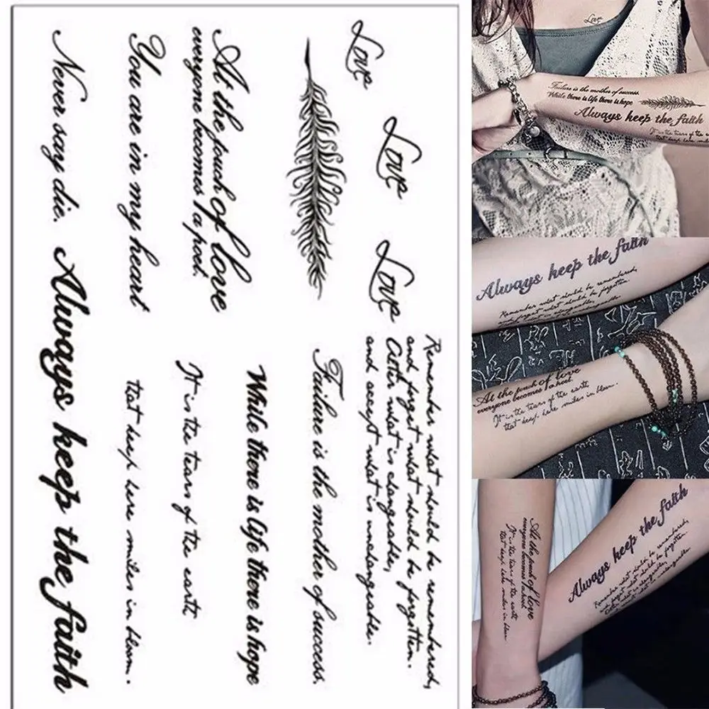 Waterproof Temporary English Word sexy romantic Tattoo Stickers Black Letters Feather Body Art Tattoos Dropshipping
Waterproof Temporary English Word sexy romantic Tattoo Stickers Black Letters Feather Body Art Tattoos Dropshipping
